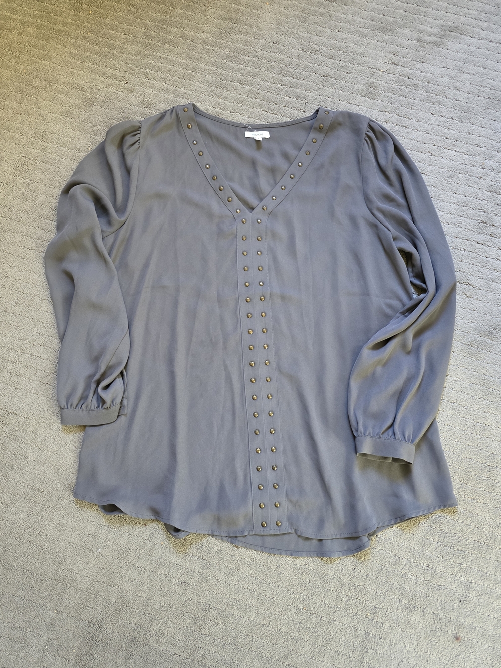 Maurices Slate Stud-Detail V-Neck Blouse